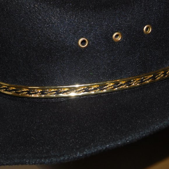 Black Cowboy Hat with Gold Trim - Picture 5 of 10